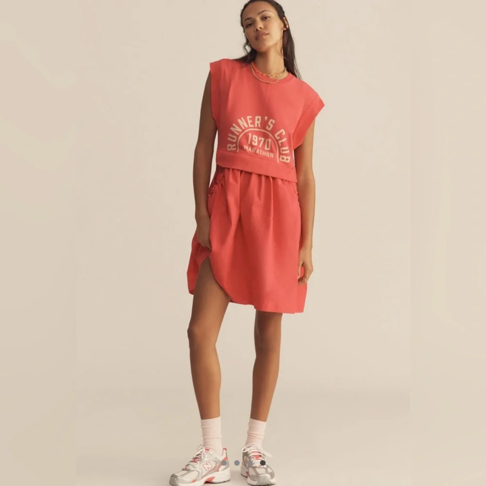 NWT Daily Practice Gardenia Muscle Tank Twofer Dress Poplin Skirt with Pockets - Picture 4 of 4